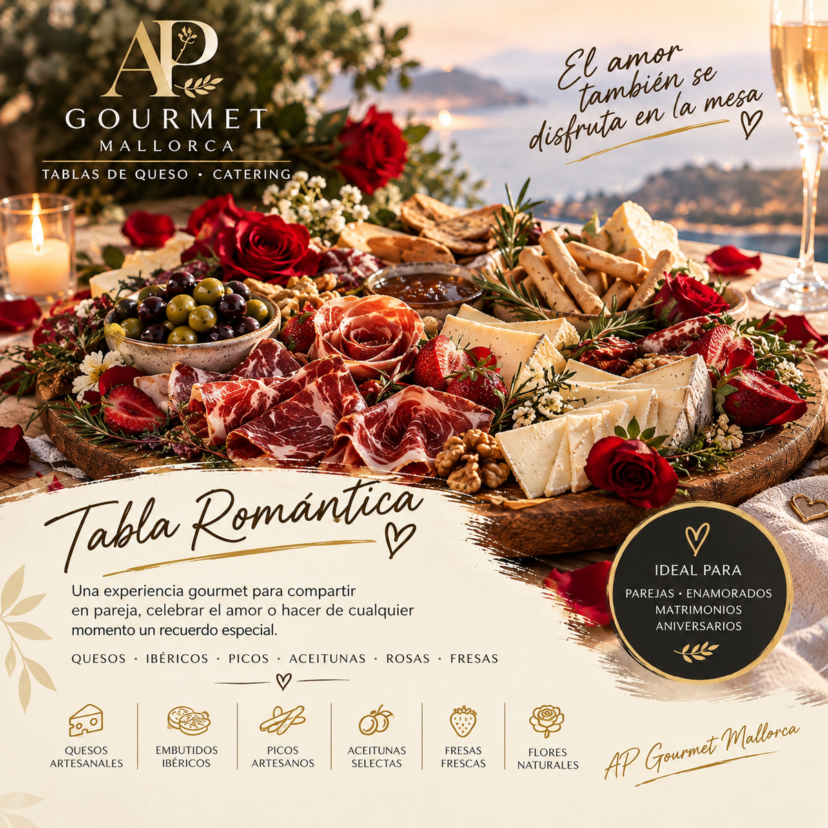 Tabla la mas Romantica ideal para parejas y aniversarios